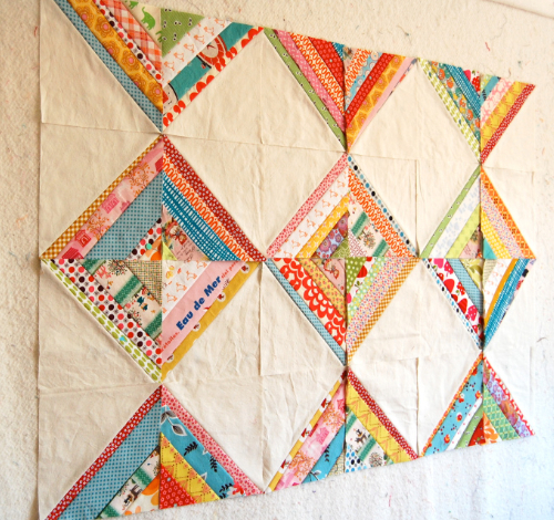 quilt pattern string blocks with colorful fabric