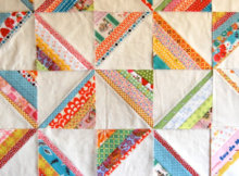 string quilt with floral fabric