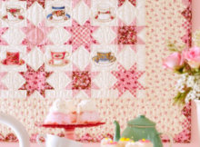 teacup fabric country rose prints Sweet Tea wall quilt