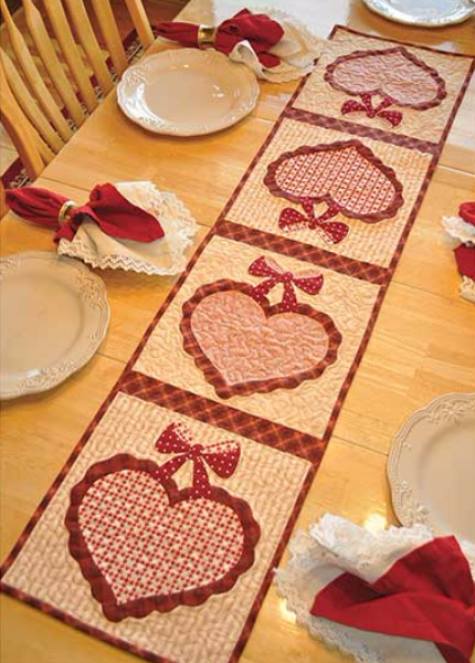 vintage hearts table runner February