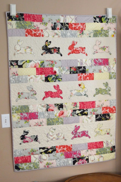 Bunny wall quilt bunnies cut with Sizzix Bigz bunny