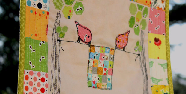 Sweet Tweets Erin Cox Birdies Holding A Quilt