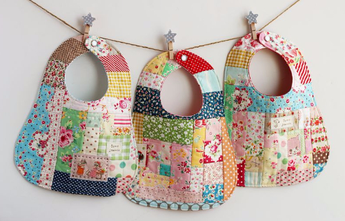 patchwork bibs with scraps