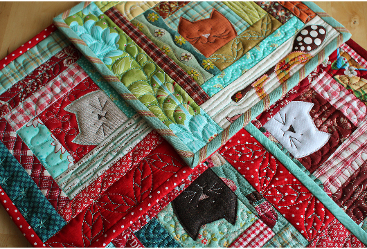 kitty log cabin potholders