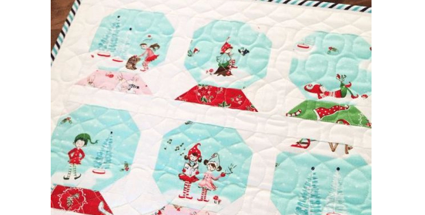 Pixie Noel fabric snowglobe mini quilt