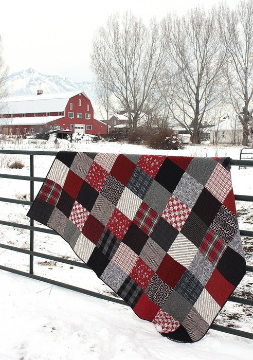 black-and-red-flannel-patchwork-quilt