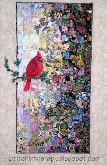 water color quilt cardinal