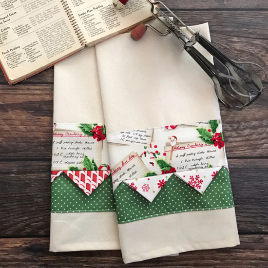 Christmas tea towels with holiday fabric