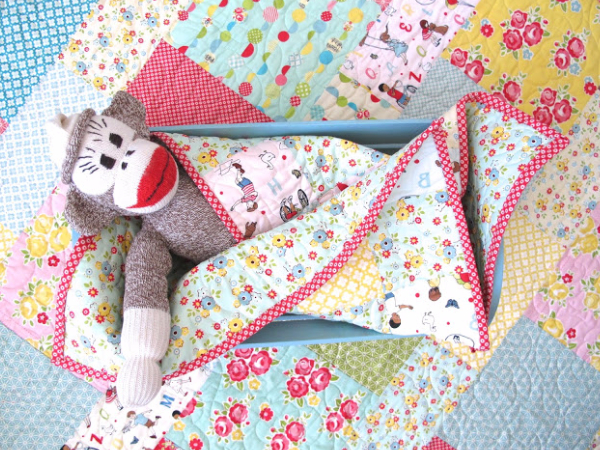 layer cake pattern baby quilt