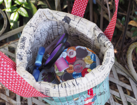 sewing bag that becomes a basket