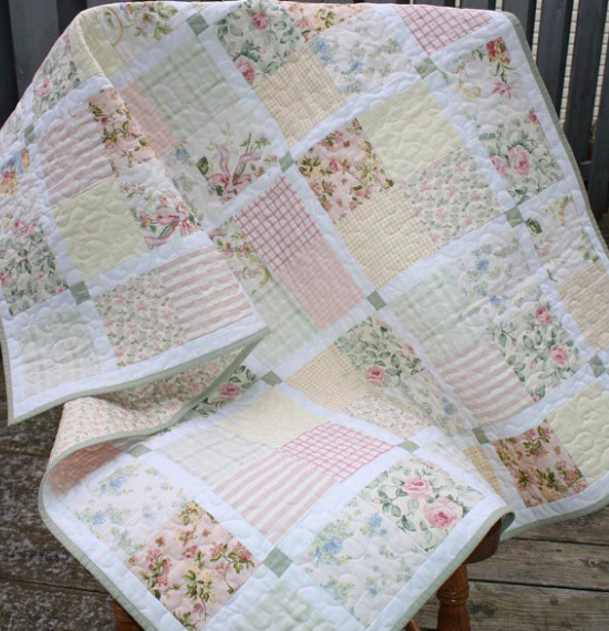 floral fabric vintage style quilt