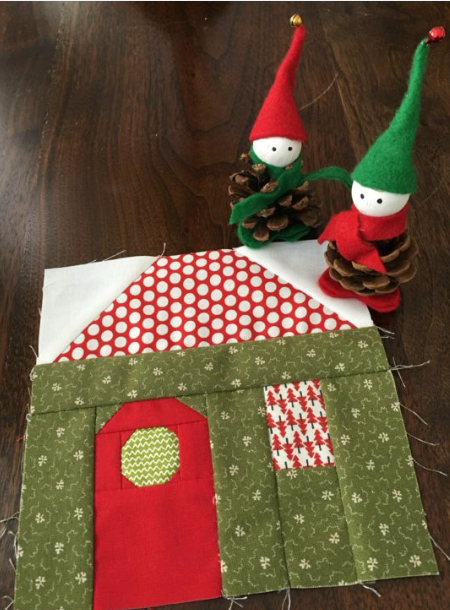 christmas cottage house quilt blocks