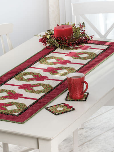 christmas table runner pattern wreath