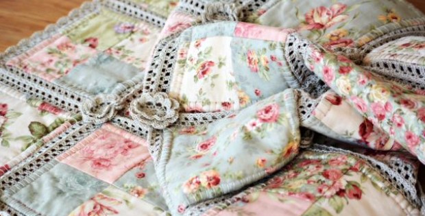 Crochet And Fabric Quilt With Antique Charm Quilting Cubby