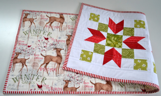 poinsettia quilted table runner