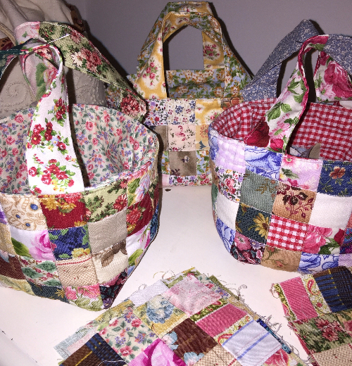 easy patchwork fabric baskets