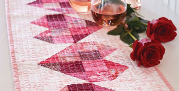 Hearts table runner batiks