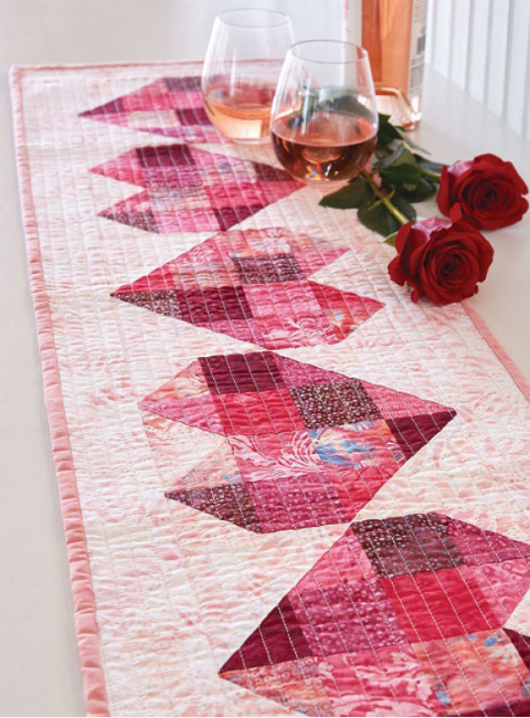 batiks fabric hearts table runner