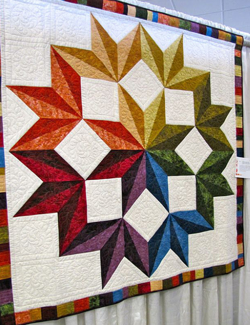 geometric fabric star quilt