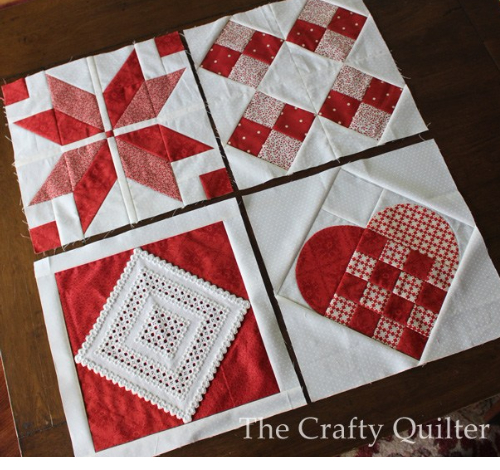 hearts quilt with quilt blocks in a row