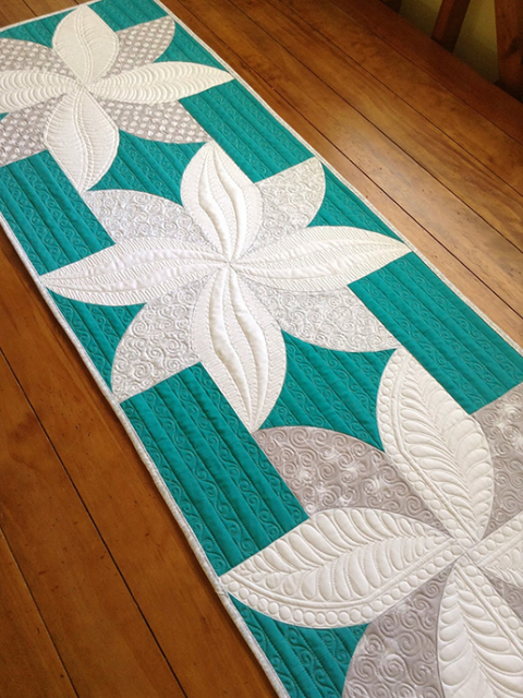two color fabric poinsettia table runner