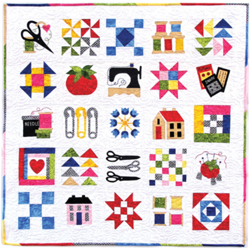 Sewing wall quilt with quilt blocks