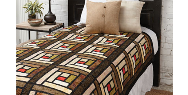 Stained glass log cabin quilt
