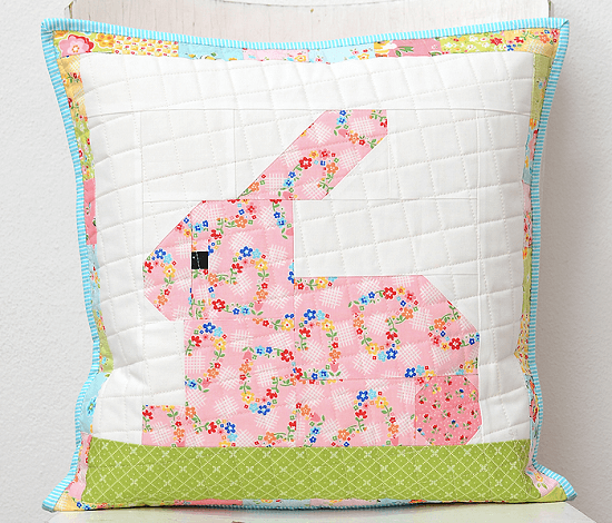 bunny quilt block throw pillow