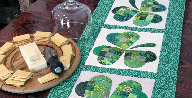 scrappy shamrock table runner