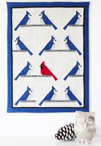 blue jay cardinal mini quilt