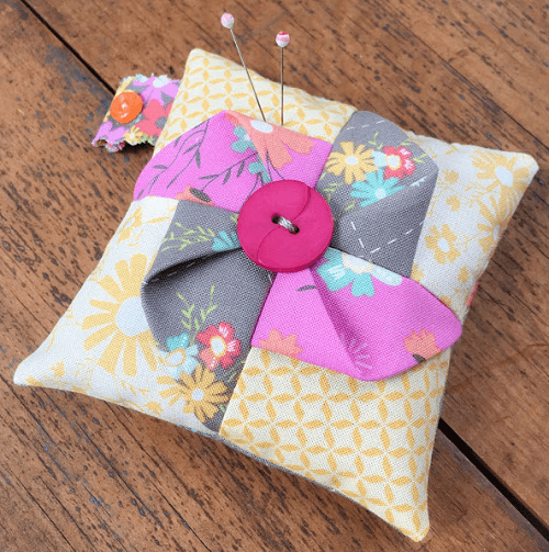 pinwheel pincushion floral fabric