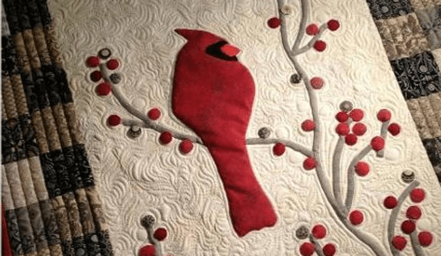 red bird cardinal mini quilt