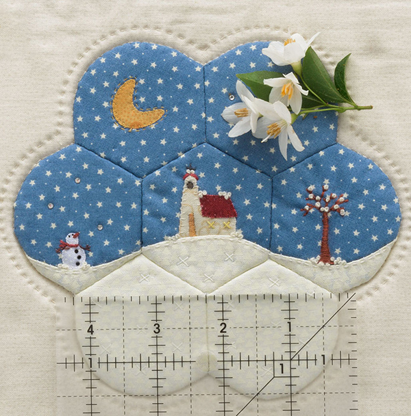 how to embroider a colonial knot snowman quilt