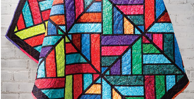 stained glass quilt using precut fabric strips