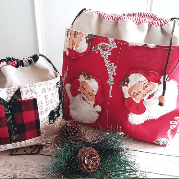 drawstring bag christmas fabric gift bag