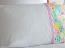 Floral and gingham hexie pillowcase