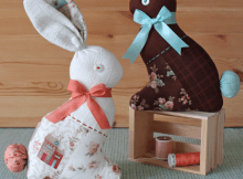 Patchwork bunny Chocolate Bunny Patchwork Pottery