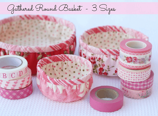 gathered round fabric baskets