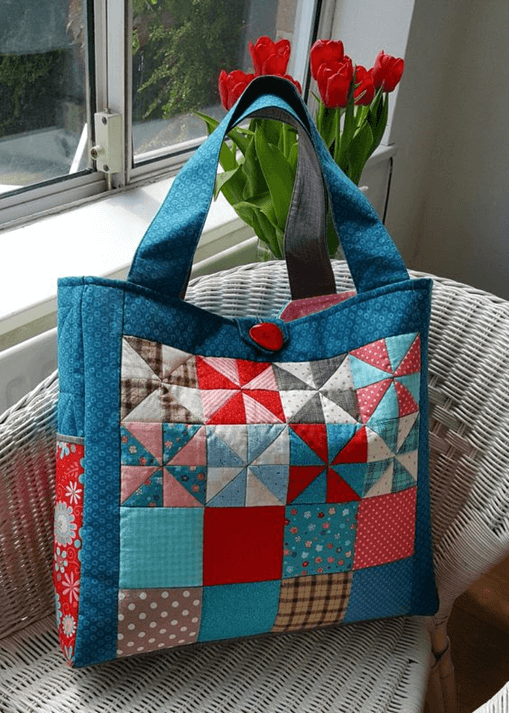 quilted tote bag pinwheels