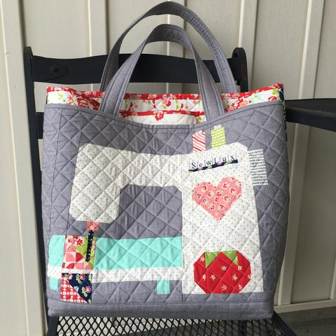 sewing machine quilted tote bag