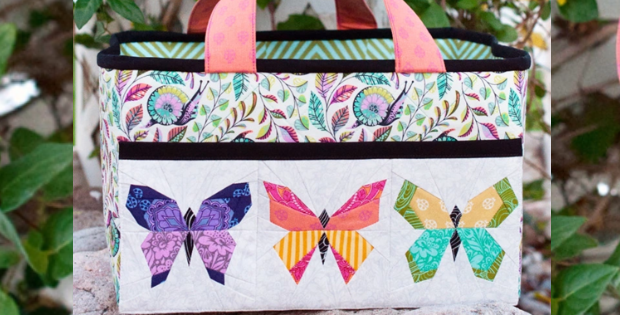 TOTE BAG: Patterned Lining - Butterfly Patch - Two pockets
