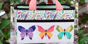 butterfly tote with butterfly quilt blocks