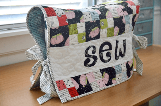 sewing machine cover with sewing theme fabrics
