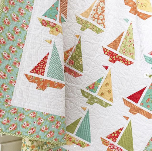 Pieced sail boat quilt