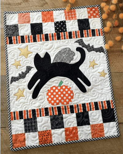 halloween kitty patchwork quilt pattern