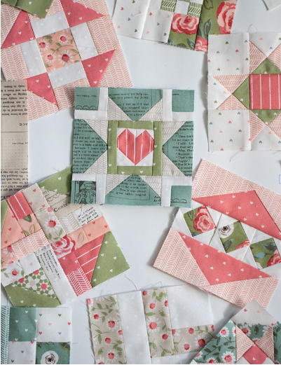 Loves Notes Fabric Heart quilt block