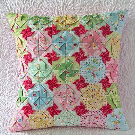 3d pinwheel quilt block throw pillow
