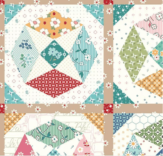 Lori Holt Be Vintage Cheater quilt block fabric
