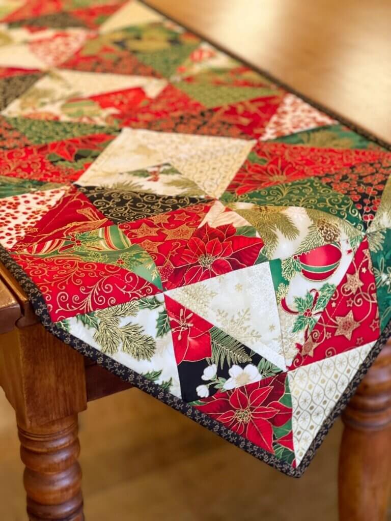 Charm Pack table runner Holiday Diamonds Maple Cottage Designs