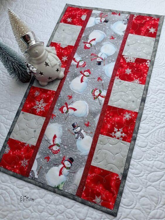 Charm Square Table Runner pattern Holiday theme Snowmen